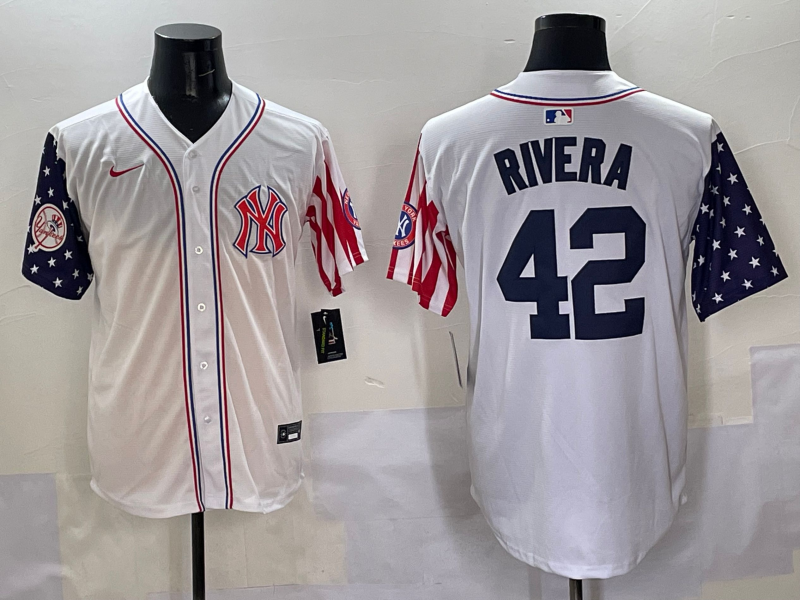 Men 2025 MLB New York Yankees 42 Rivera white jersey style 4